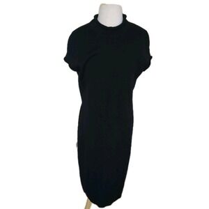Peruvian Connection Black Maxi Dress Scoop Neck Minimalist Preppy Academia S
